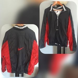 Vintage Nike Windbreaker Lined Pullover Jacket Large Center Swoosh Logo